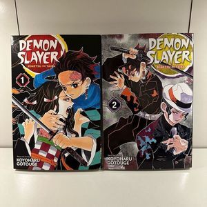 Demon Slayer Kimetsu no Yaiba volumes 1-2 manga set lot anime comics books